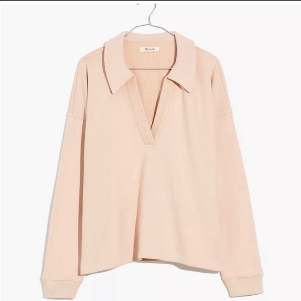 Madewell Cotton-Hemp Oversized Polo Sweatshirt
